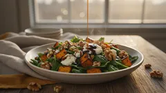 Warme herfstsalade met pompoen, geitenkaas en walnoten: comfortfood uit de oven